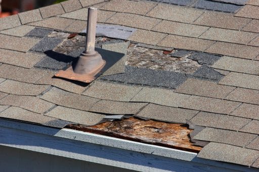 damage roof, leaking