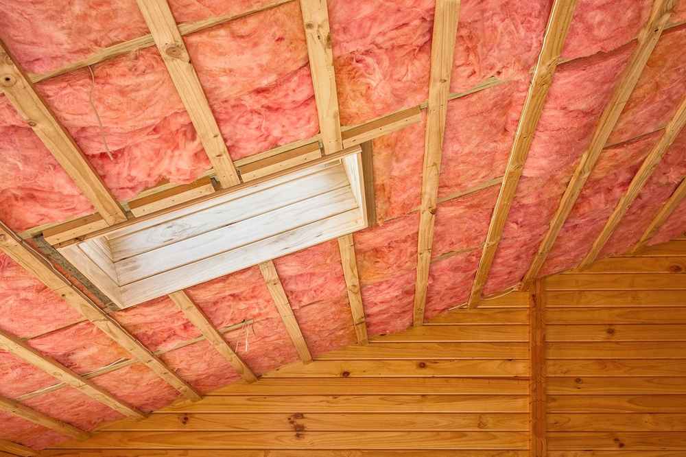Fiberglass insulation installed in home's attic